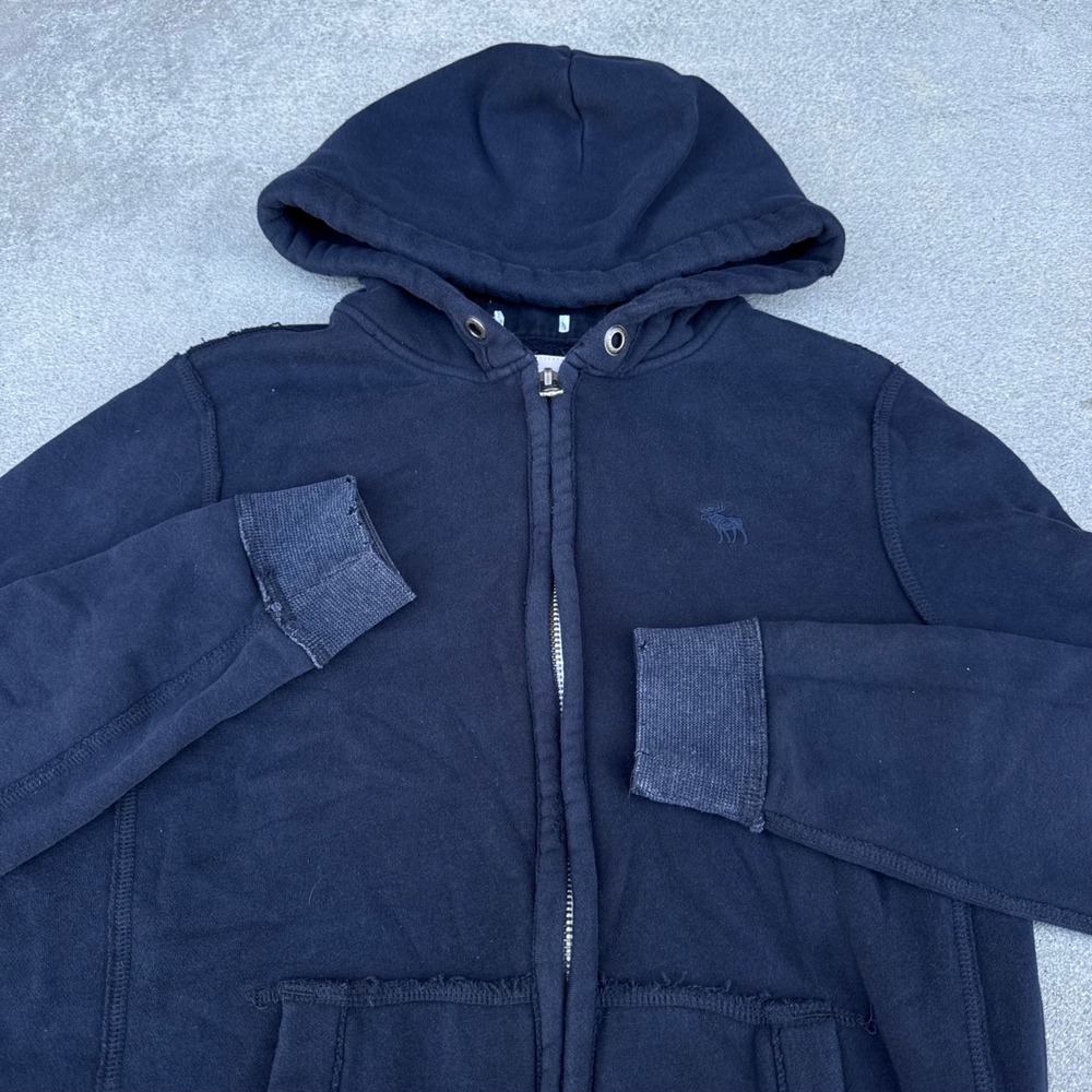 Abercrombie & Fitch Y2K Mens Black Full Zip Hoodie Size Small